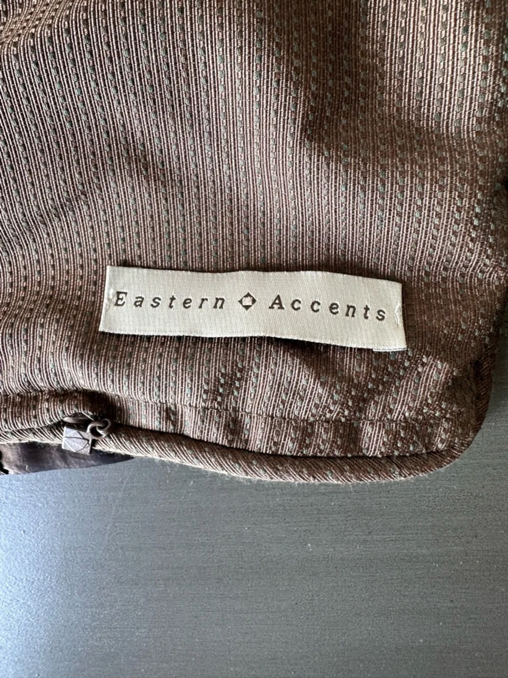 Eastern Accents 36x20 King Pillow Cover Brown Silk Embroidered Flap Overlay Lux